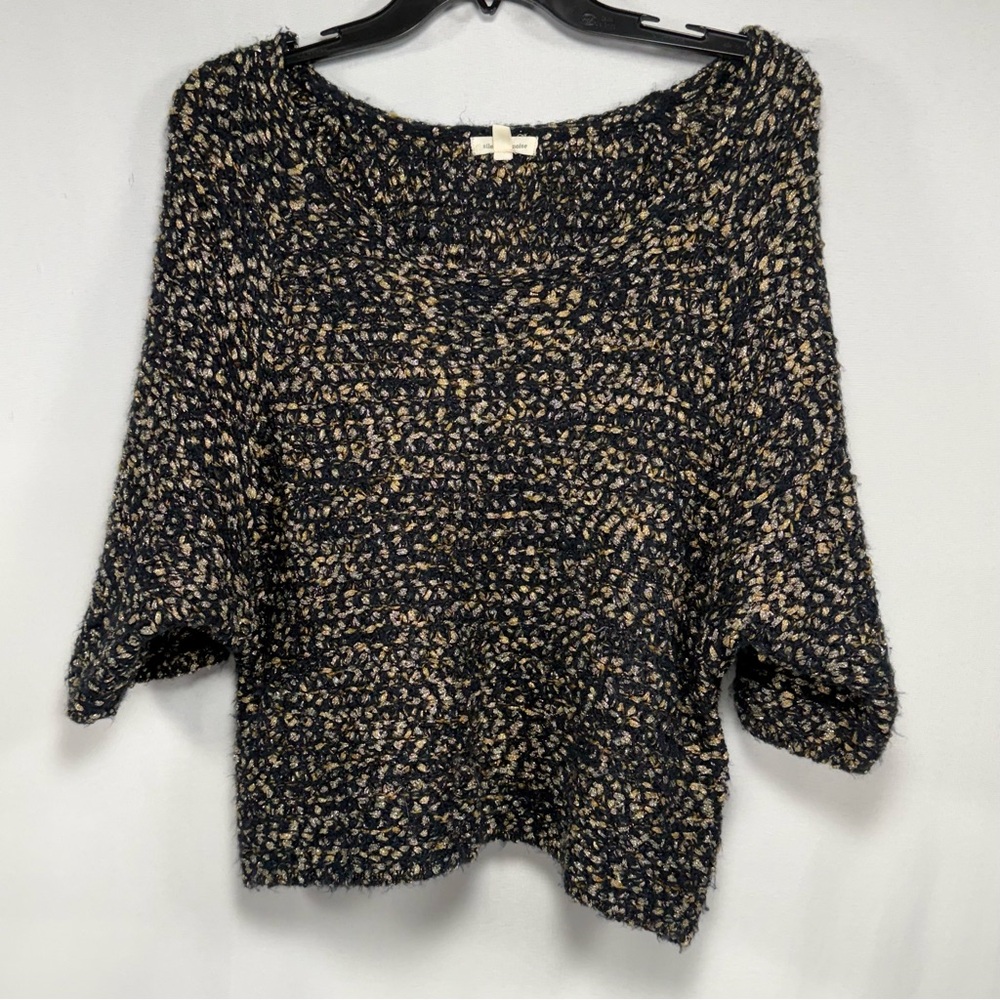 Boho Silence + Noise Black Goldโ Metallic Knit Batwing Sweater M Medium